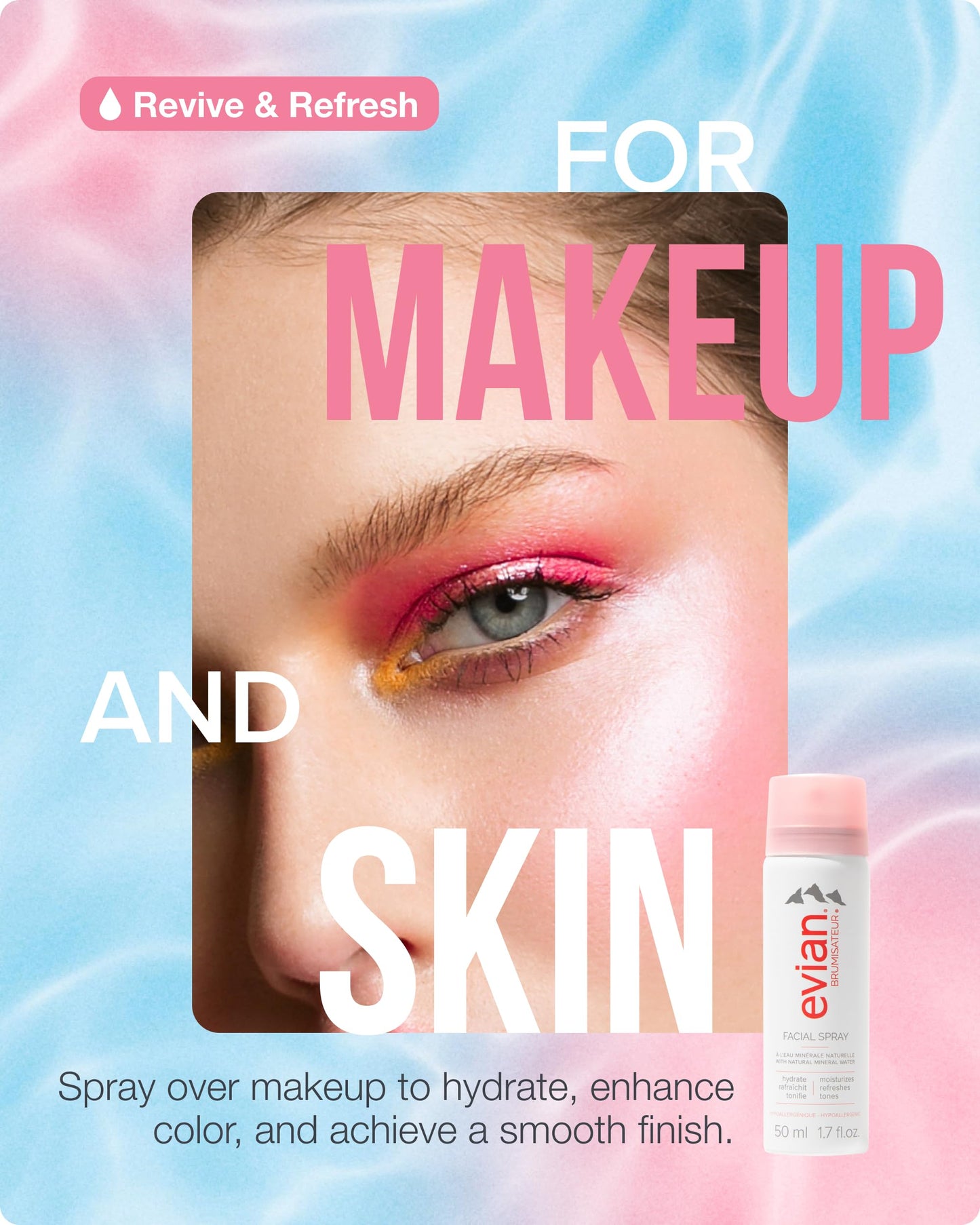Evian Facial Spray 1.7 oz Travel Duo - Hydrating Mineral Water Mist for Face & Skin - Refreshes Makeup and Tones - TSA-Approved Mini Facial Spray to Hydrate and Soothe Skin On-the-Go