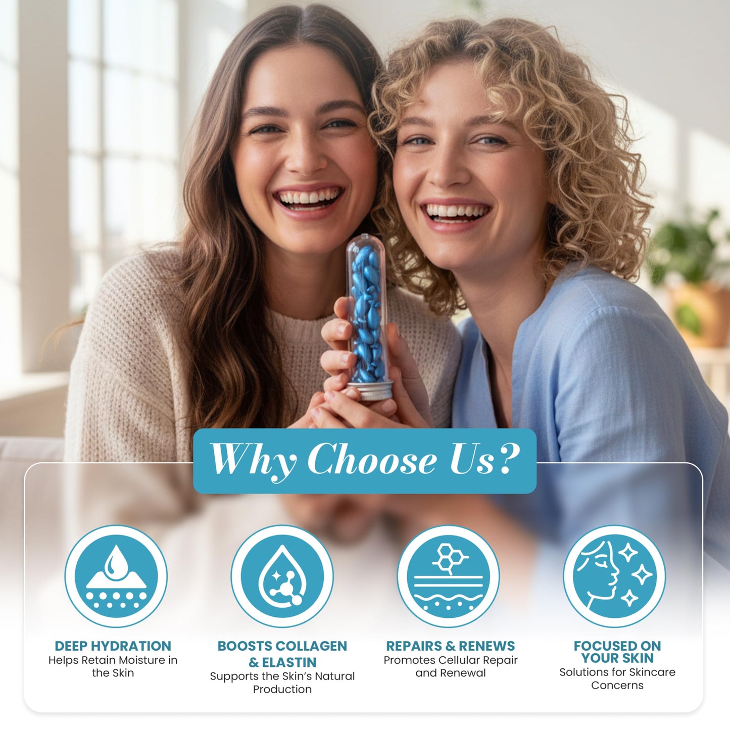Blue Copper Peptide Serum Capsules for Face - Anti-Aging GHK-Cu Brightening Capsules with Hyaluronic Acid & Peptides for Wrinkle Reduction- Individual Sealed facial capsule for Glowing & Youthful Skin