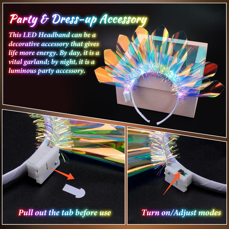 2PCS LED Headbands Light Up Headband, Glow In The Dark Party Supplies, Glow Party Supplies for Women & Girls, Light Up Party Favors Flashing Hair Band for Raves, Halloween, Christmas, Night Events