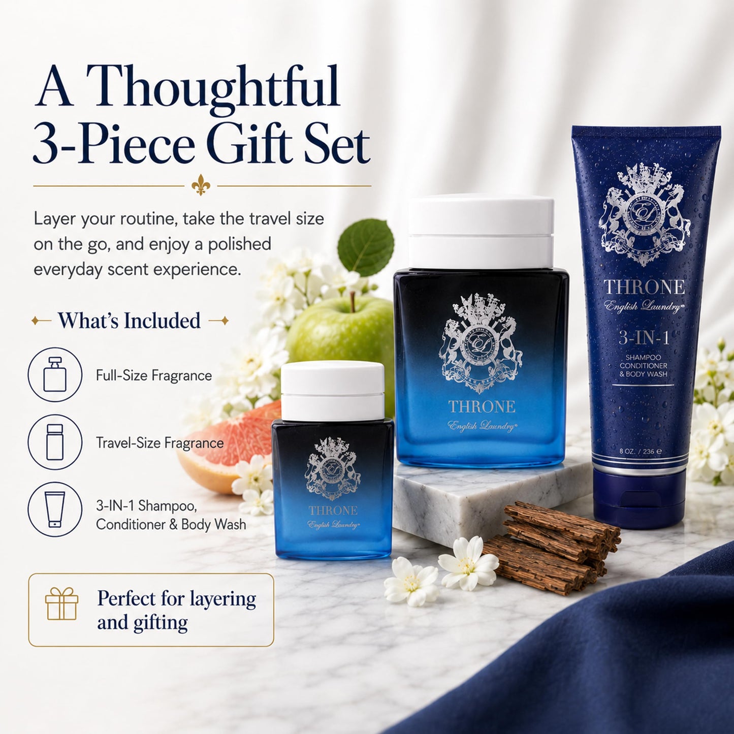 English Laundry Throne 3 Piece Gift Set, 3.4 oz.