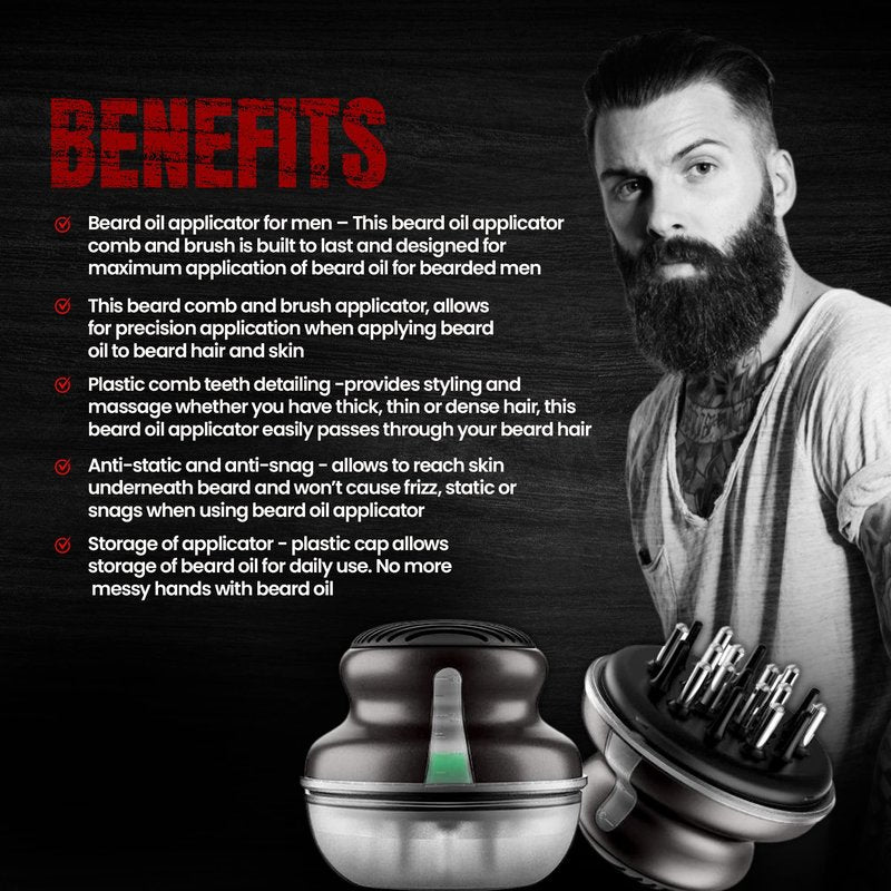 BEARDSYYC Beard Oil Applicator and Brush, Black, Beard Oil Dispenser/Releaser for all Beard Type