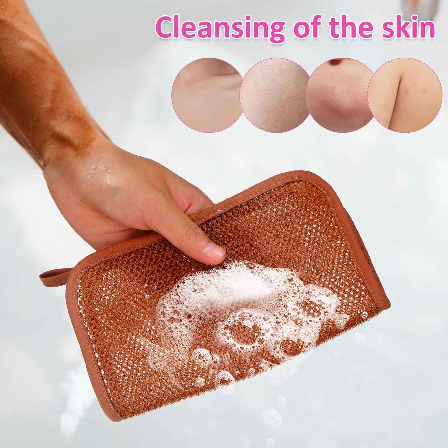 Lurrose Exfoliating Face Washcloth 8pcs Body Scrubber Hanging Bath Cloth African Net Sponge Shower Loofah Skin Wash Towel Facial Makeup Remover for Back Knee Joint