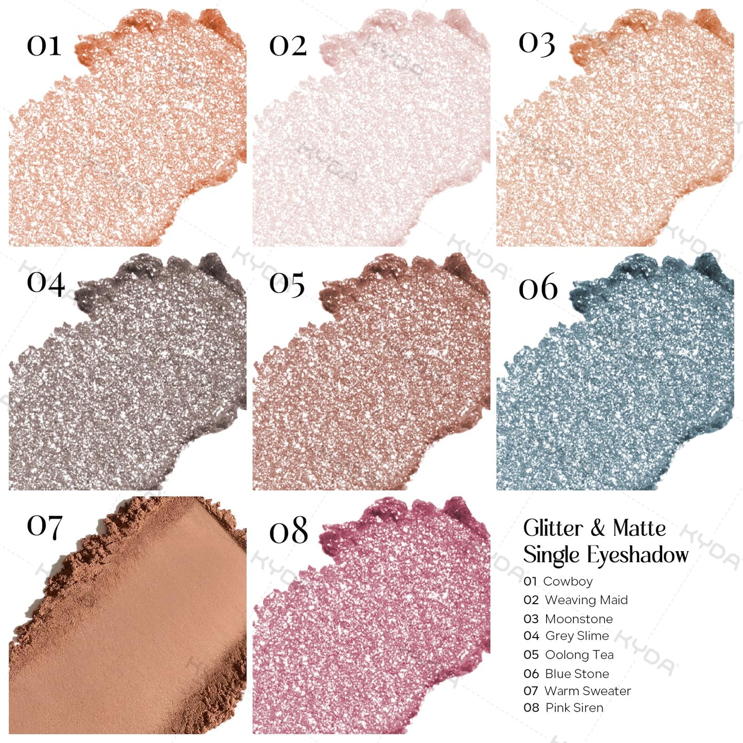 KYDA Single Glitter Eyeshadow, Cyan Blue Silver Eyeshadow, Lasting Blendable Shimmer Eyes Shadow, Sparkling Eyes Glitter, Soft Buildable Glossy Color, Wet Look Effect, Blue Stone