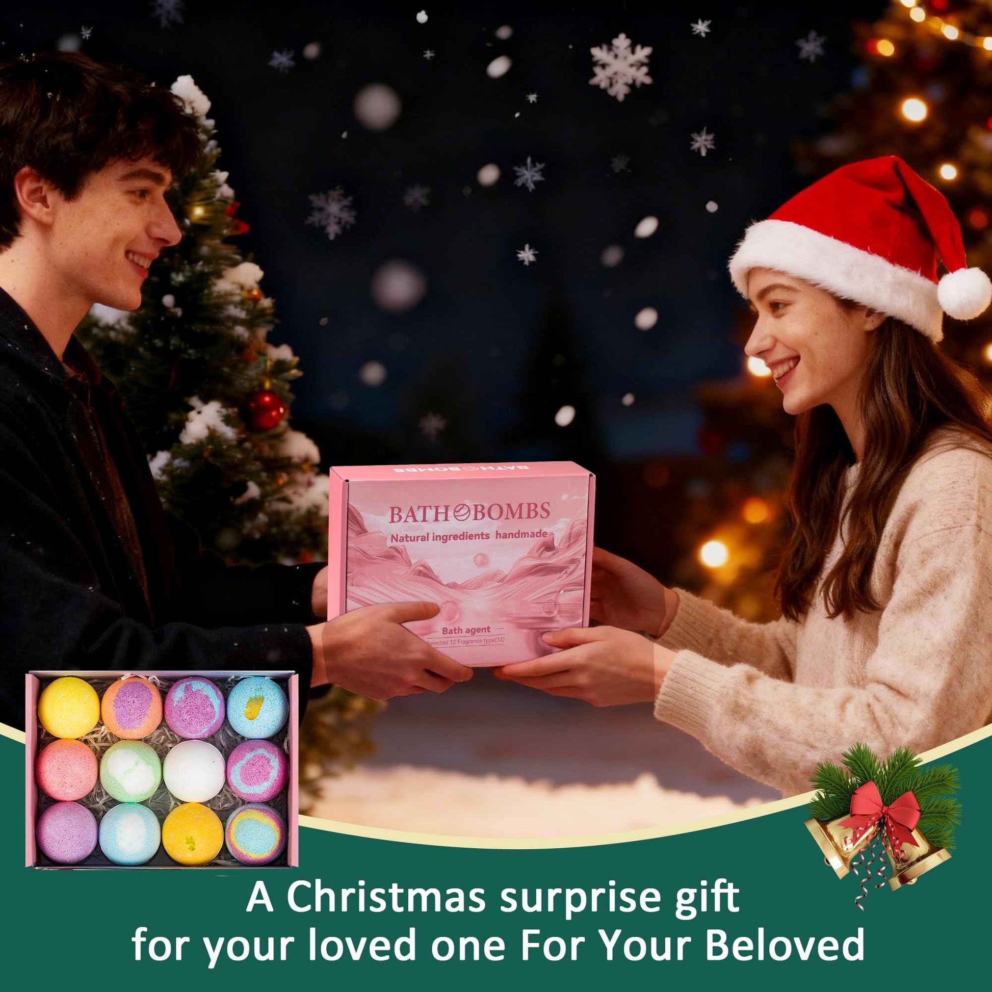 AGUDAN 12 Pcs Bath Bombs Kit – Natural Handmade SPA Bubble Bath Bombs for Women, Relaxing Fizzy Balls for Wife, Mother, Friends, Self-Care & Relaxation Gift for Holiday & Christmas