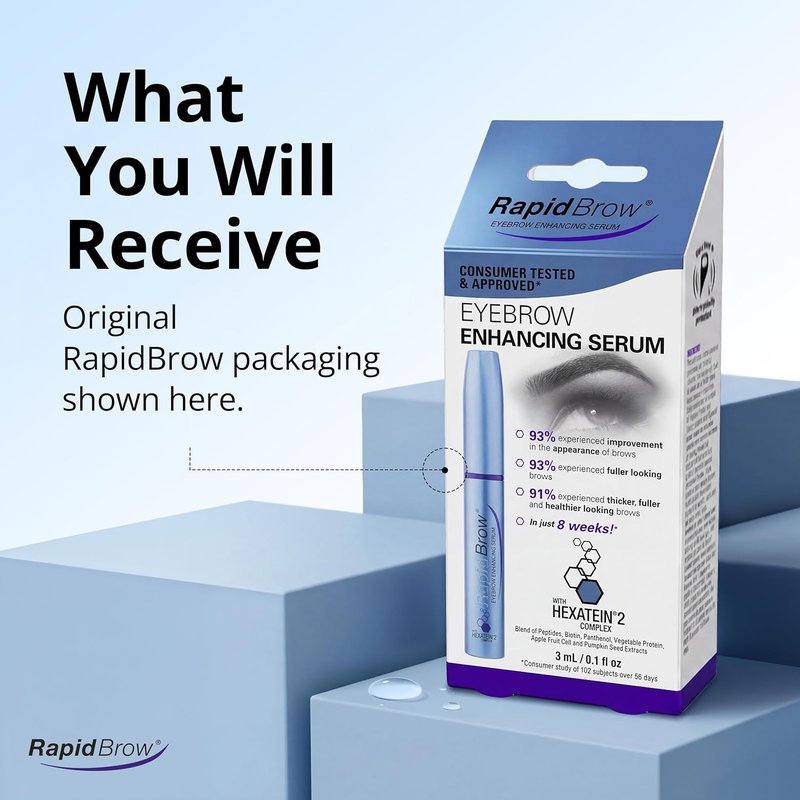 rapidBrow Eyebrow Enhancing Serum - Hydrating Formula for Thicker Brows with Hexatein 2 Complex | 3 mL