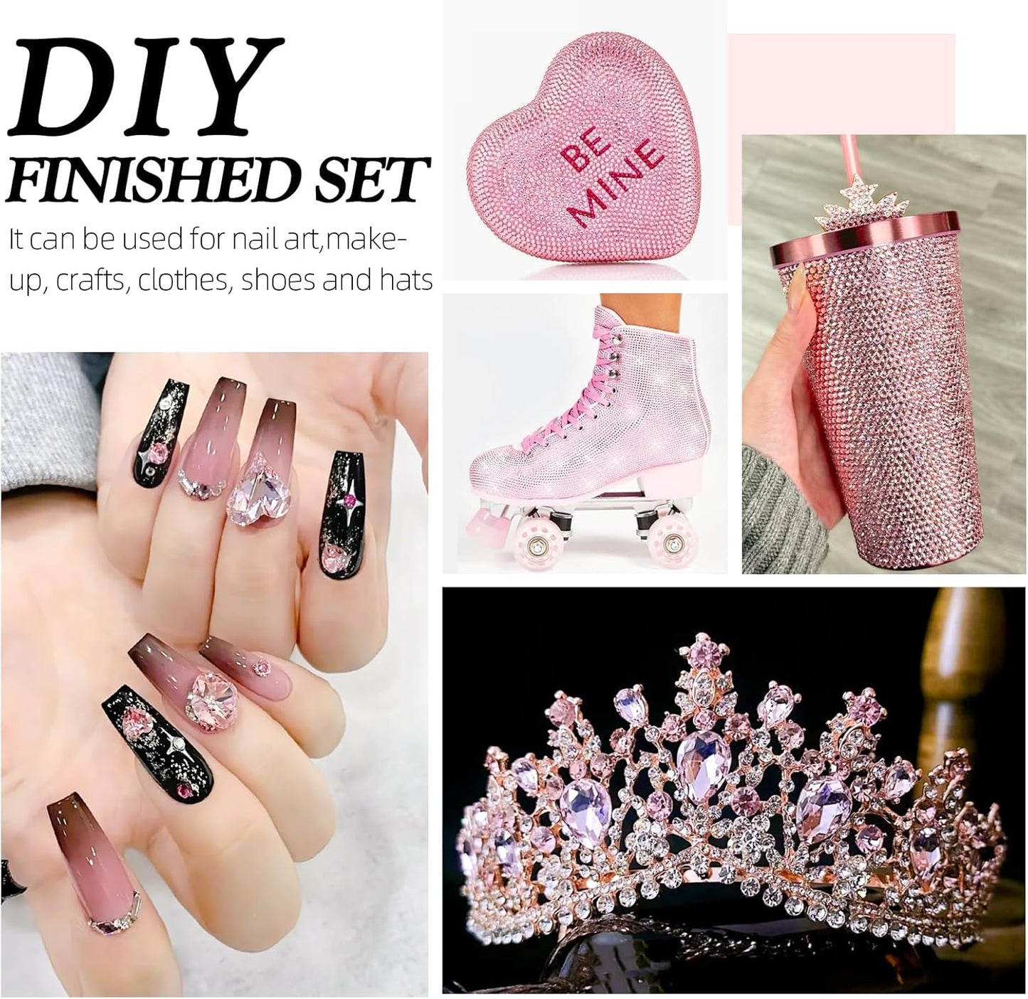Pink Flatback Rhinestones - Glass Nail Art & Craft Gems | SS20, 2880pcs, 4.6-4.8mm