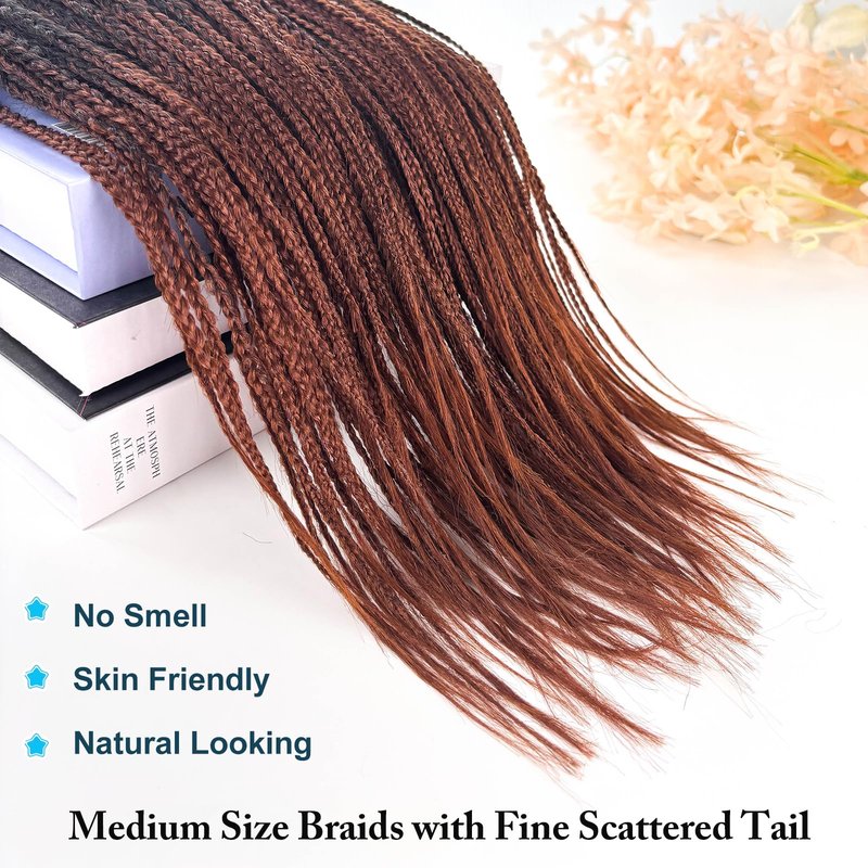 Crochet Braids 18 Inch T30 Ombre Light Brown Box Braid Pre Looped Goddess Box Braid Crochet for Black Women Soft and Lightweight 144 Strands Braids (Ombre Light Brown, 18 Inch)