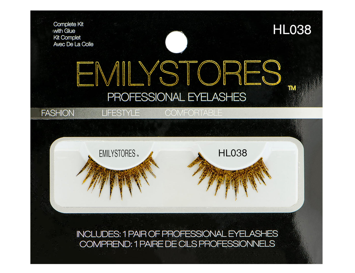 EMILYSTORES Gold Halloween Lashes for Women Cosplay Fancy Ball Costume Faux Eyelashes 1 Pair, Gold Color