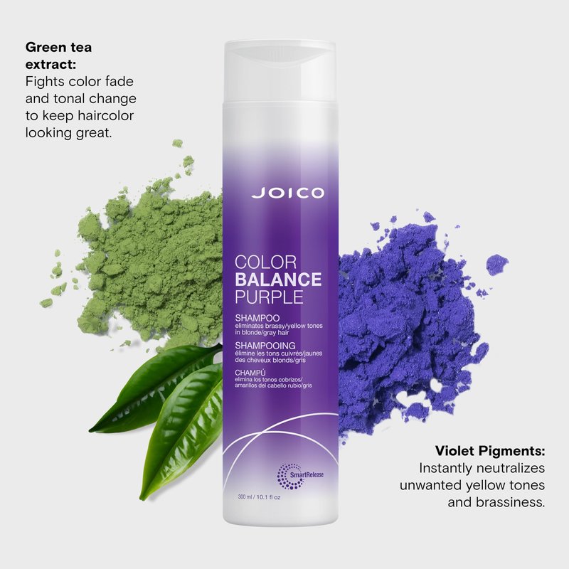 Joico Color Balance Purple Shampoo | For Cool Blonde, Gray Hair | Eliminate Brassy Yellow Tones | Boost Color Vibrancy & Shine | UV Protection | With Rosehip Oil & Green Tea Extract | 10.1 Fl Oz