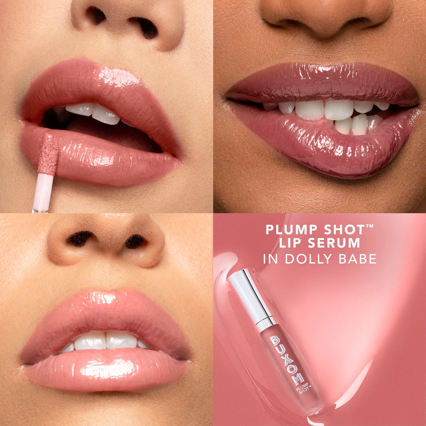 Buxom Plump Shot Peptide Lip Serum - Lip Plumper Gloss for Women with Peptides, Hyaluronic Acid & Glycerin - Volumizing Makeup for Fuller, Smoother Pout - Dolly Babe (0.14 oz)