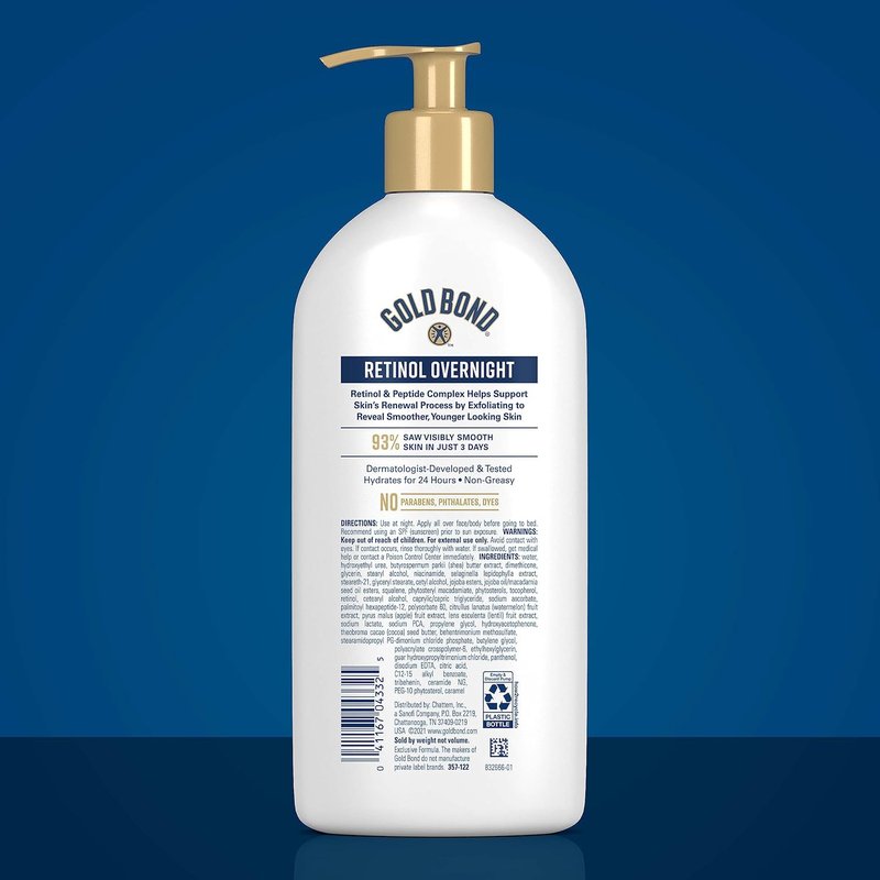 Gold Bond Age Renew Crepe Corrector Body Lotion - Smoothing Formula for Firm Skin | 14 oz & Retinol Overnight Lotion with Peptide Complex | 13 oz