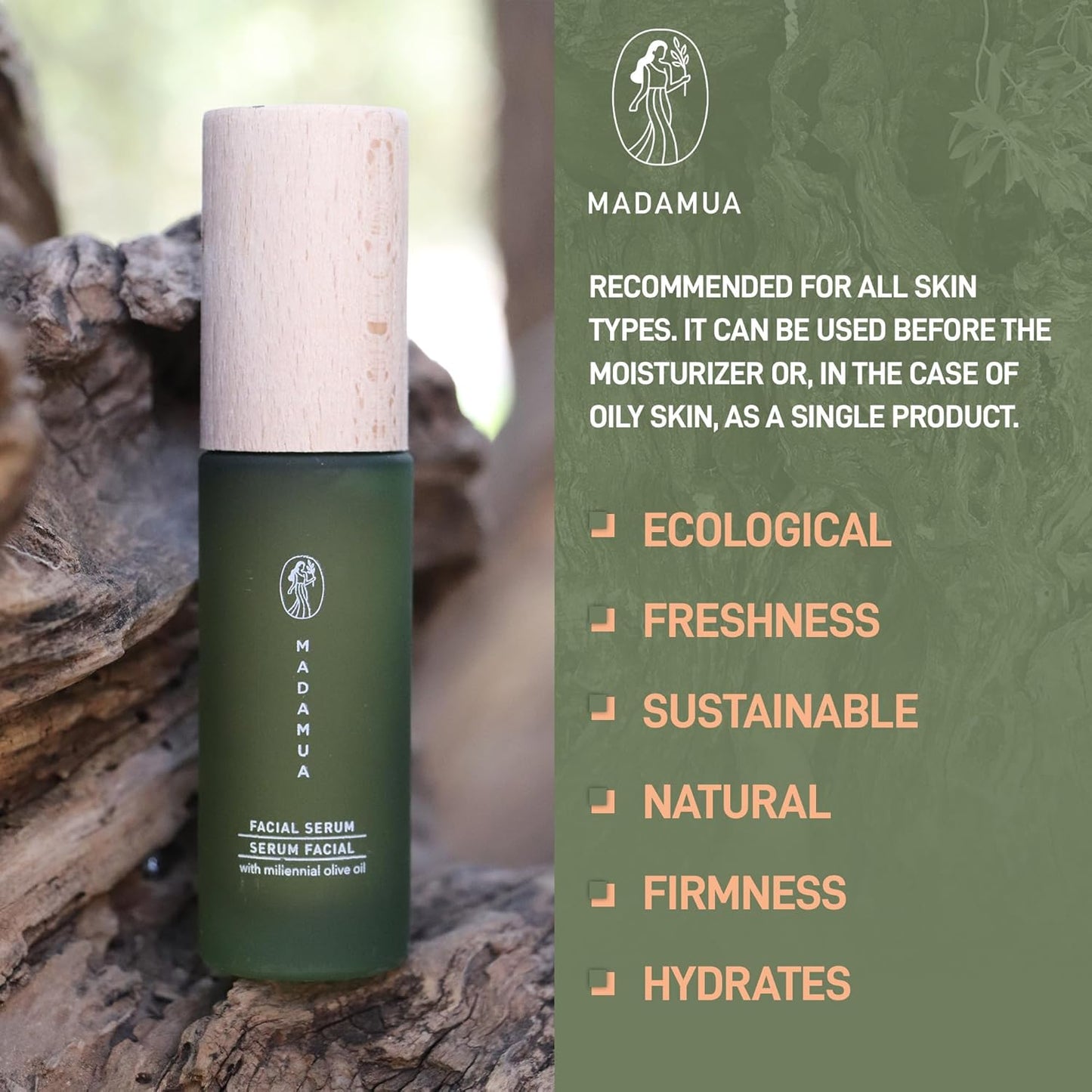 Organic Face Serum - Hydrating Serum with Millennial Olive Oil & Violet Extract | Glowing Skin & Moisturizing for All Skin Types
