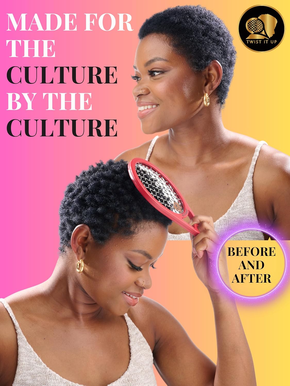 Twist It Up Comb Gel - Curl & Twist Enhancer for Black Men | Tennis Racket Design, Unity Black