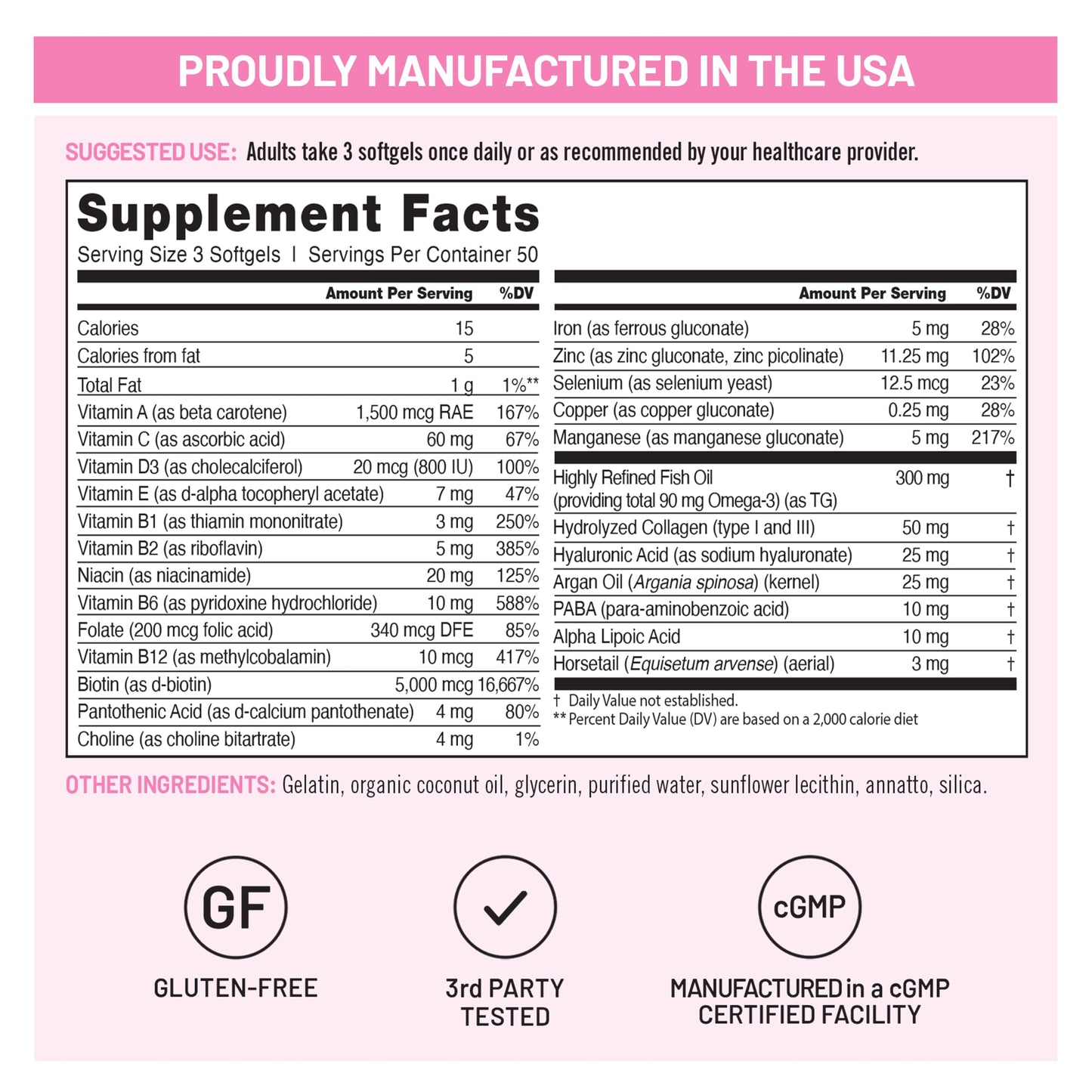 NatureWise Hair Skin and Nails Vitamin, Biotin 5000mcg w/Hyaluronic Acid, Collagen for Women with C, B Complex, D3, A, E, Iron - Non-GMO, Gluten Free - 150 Softgels[50-Day Supply]
