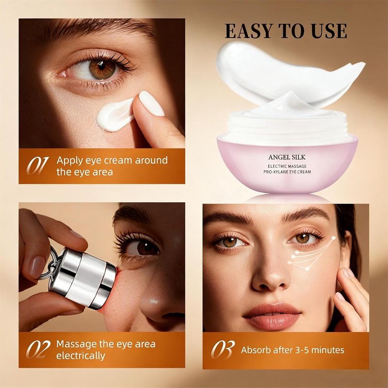 Angel Silk Firming Neck-Eye Cream Bundle - Tightening & Revitalizing Set with Electric Massage & Red Light for Anti-Wrinkle Care