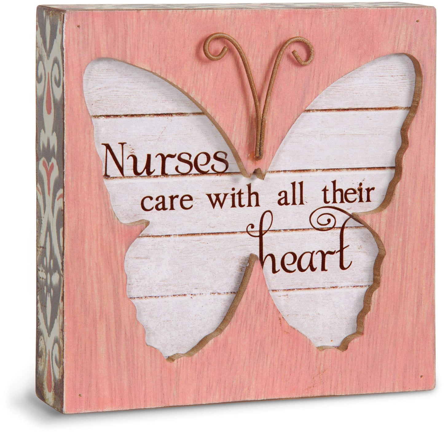 Pavilion Gift Company Simple Spirits 41092 Nurses Care with All Their Heart Butterfly Plaque, 4-1/2"