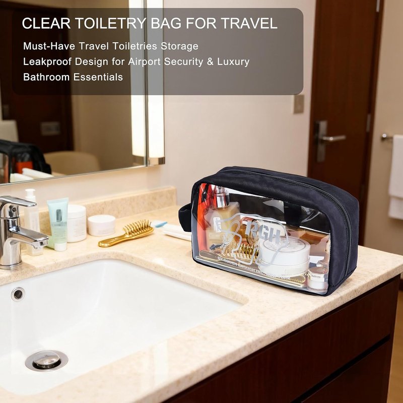 Clear Travel Toiletry Bag - Leakproof Cosmetic Organizer for Makeup & Skincare Essentials | Unisex Design