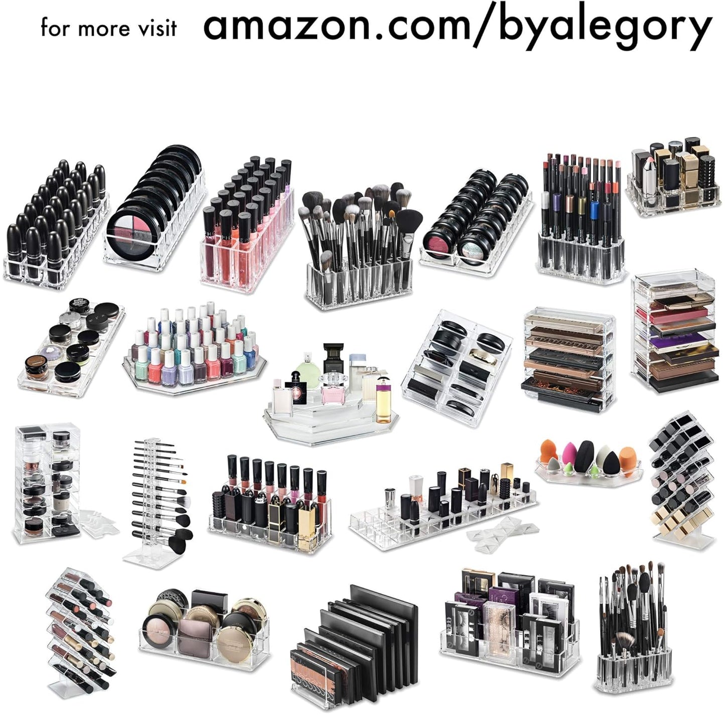 Acrylic Lipstick & Lip Gloss Organizer - 48 Space Clear Beauty Storage