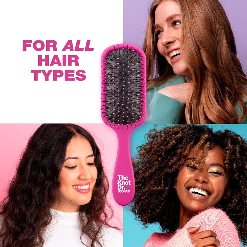 Conair The Knot Dr. Hair Brush - Detangling Brush for Wet or Dry Hair | Pink Color