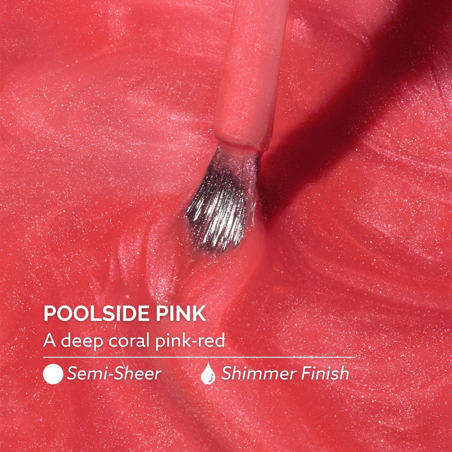Dazzle Dry Nail Lacquer (Step 3) - Poolside Pink - A deep coral pink-red. Semi-sheer shimmer. (0.5 fl oz)