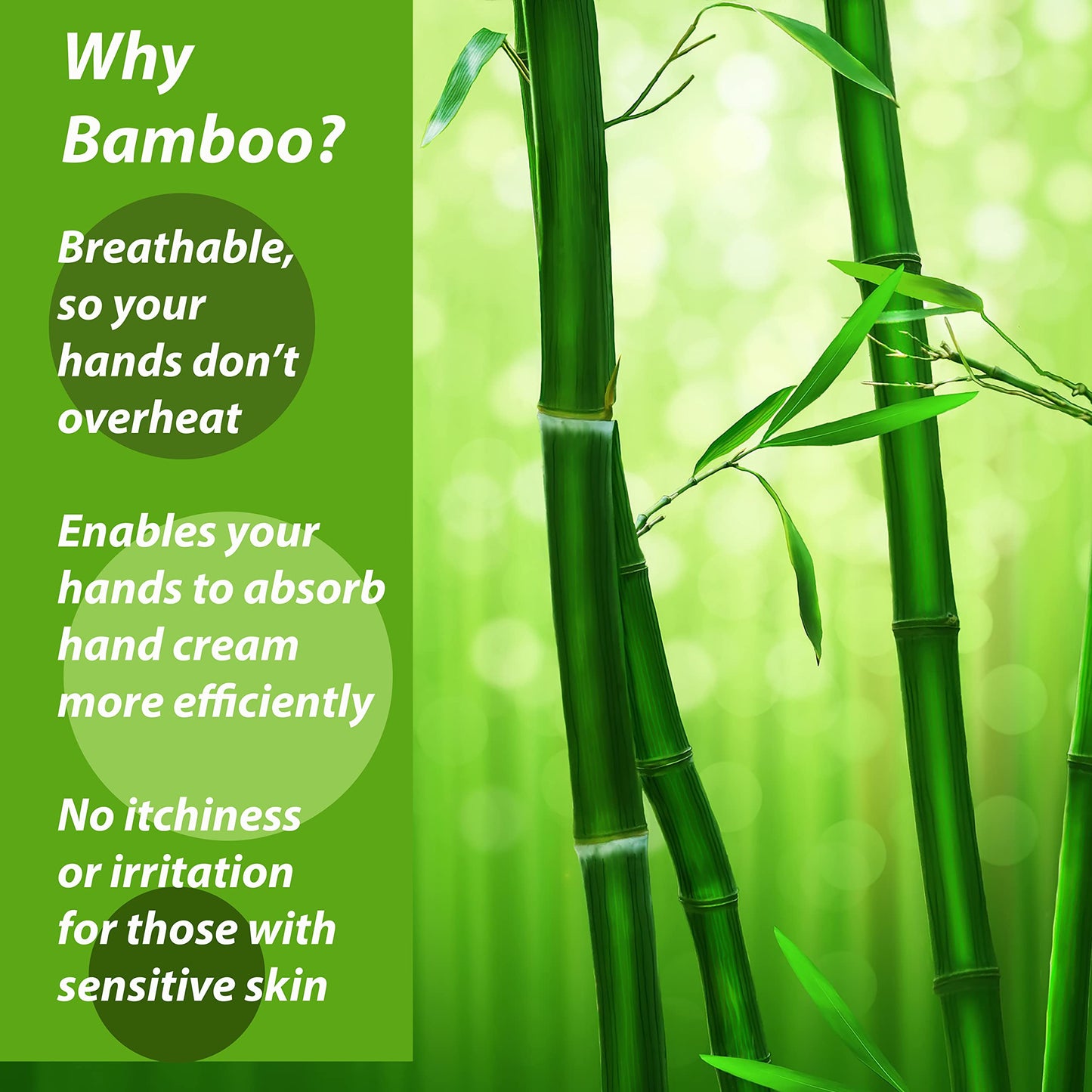 Bamboo Gloves for Eczema, Medium/Large, Women and Men, Dry Hands, Overnight Moisturizing Gloves, 3 Pairs