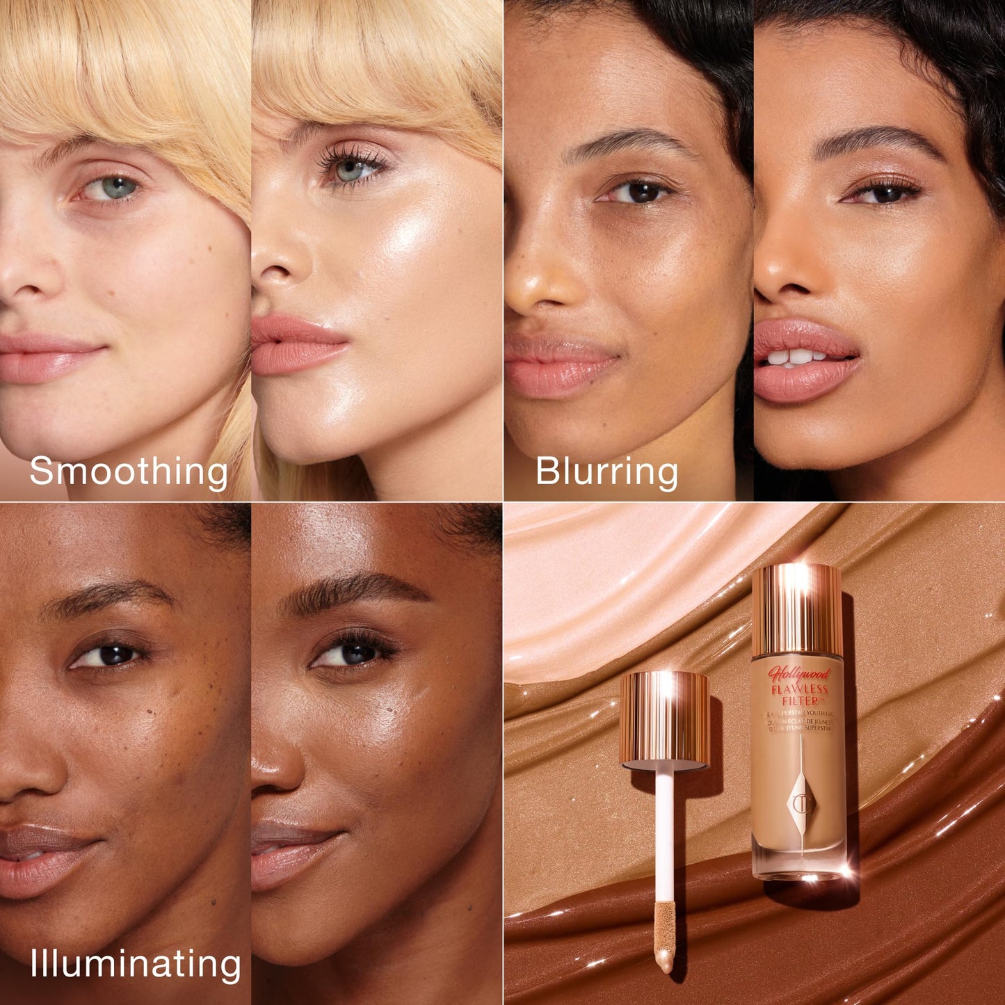 Charlotte Tilbury Hollywood Flawless Filter - Multi‑Use Makeup Primer, Complexion Booster & Illuminating Liquid Highlighter with Sheer Coverage - Smooths & Blurs Skin - 4.5 Medium