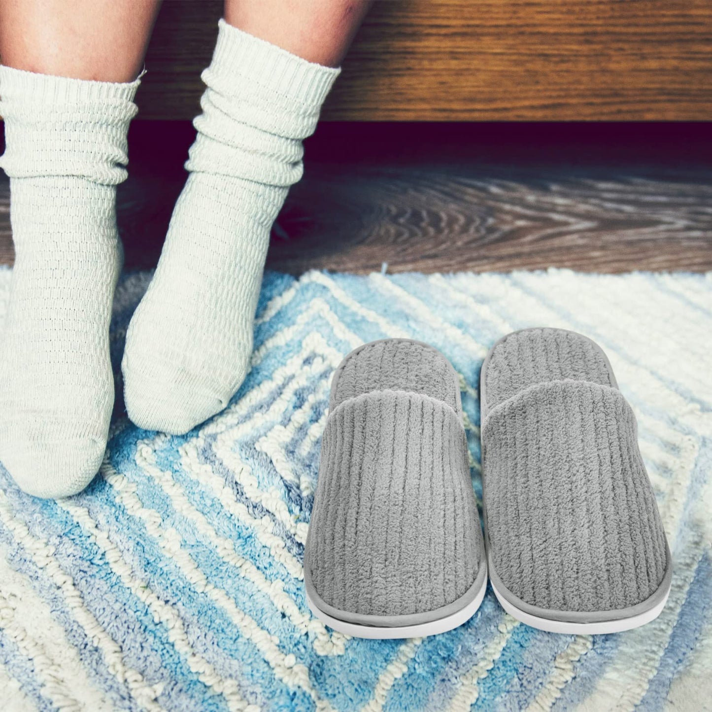 SATINIOR 18 Pairs House Slippers for Guests- Washable Thick Spa Slippers Non Slip Indoor for Hotel Home, Women & Men