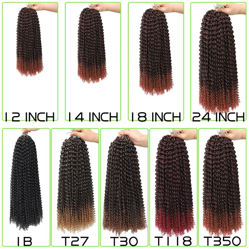 Passion Twist Crochet Hair - Water Wave Synthetic Braiding Hair for Butterfly Locs | 18 Inch, Pack of 7