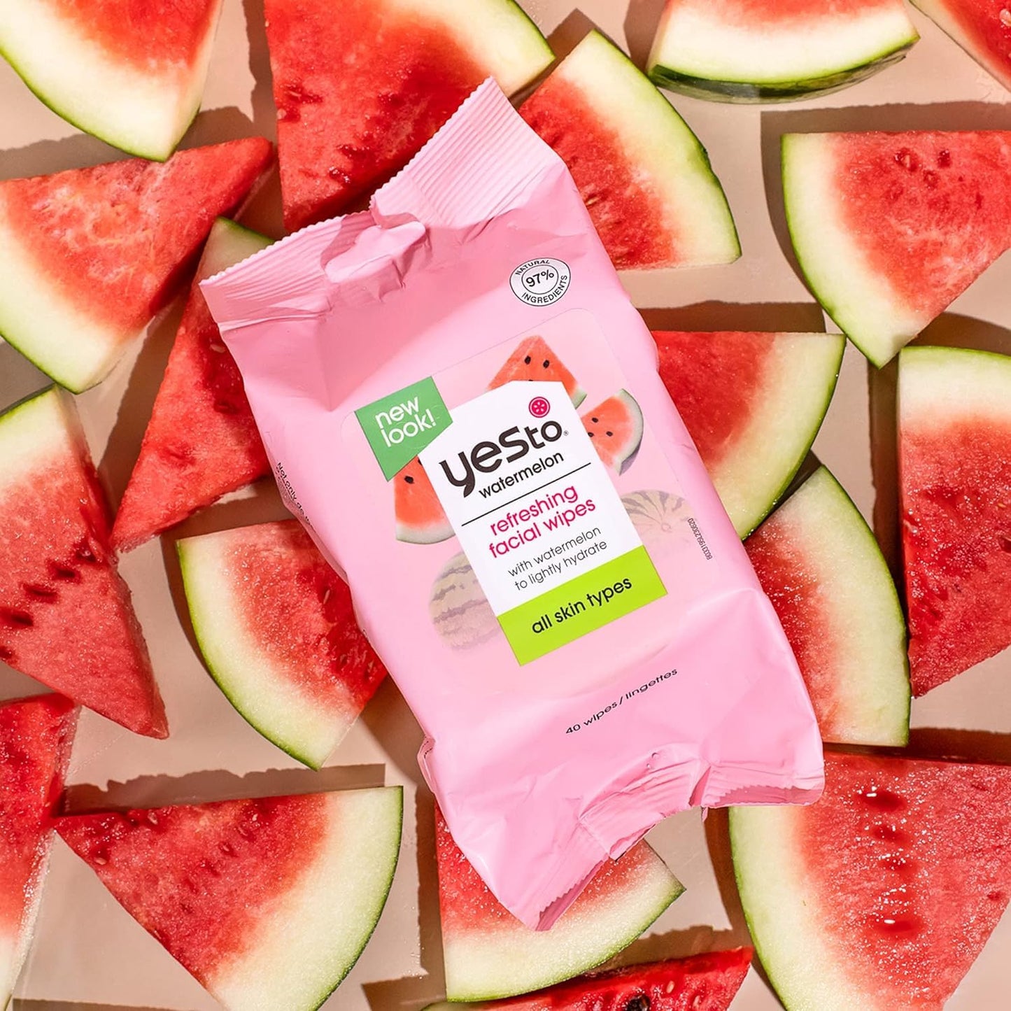 Yes To Facial Cleansing Wipes - Super Skin Recharging Makeup Remover | Watermelon Scent (Pack of 3)