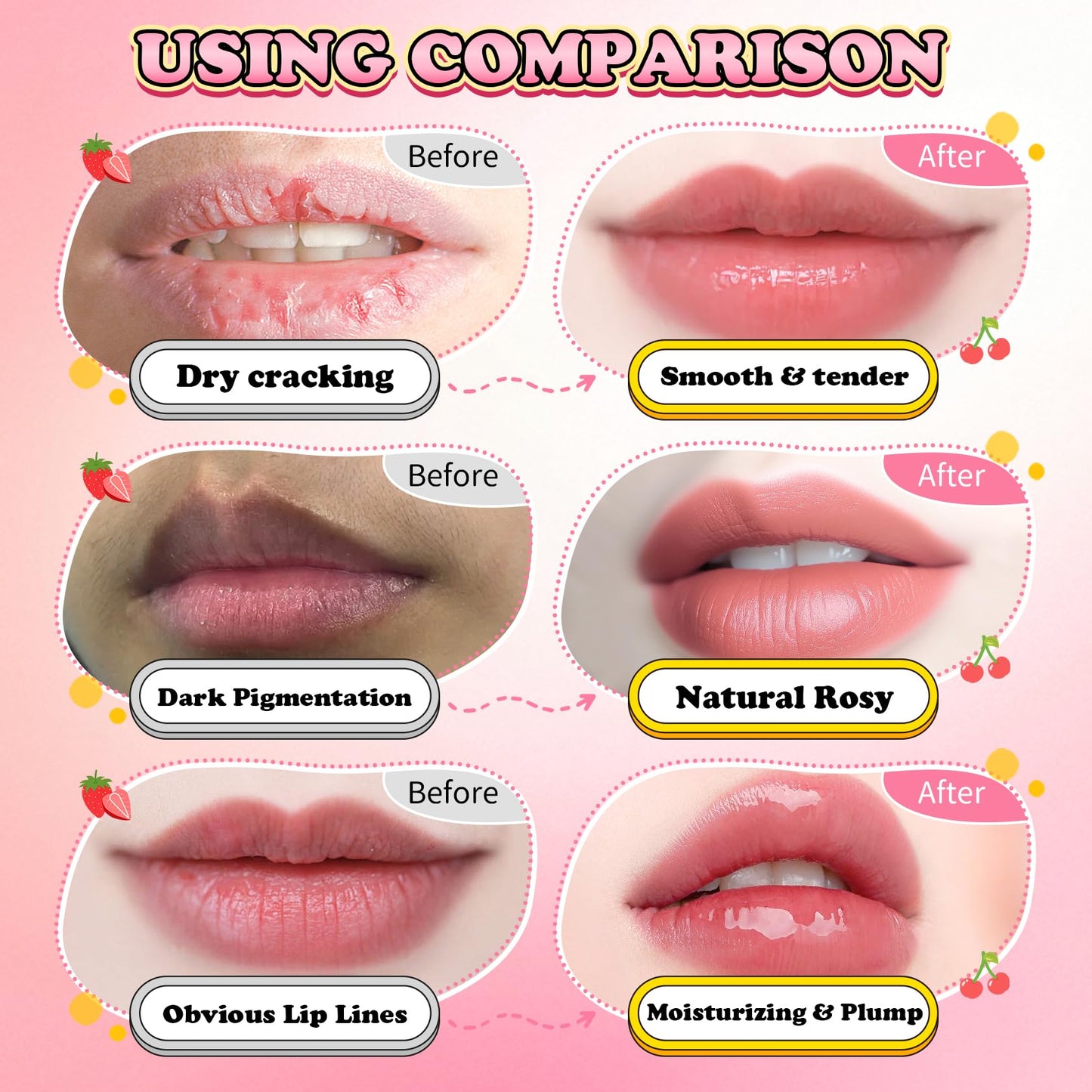 UAOE 4PCS Lip Scrub and Mask Set,Reduce Fine Lines Lips Care Set