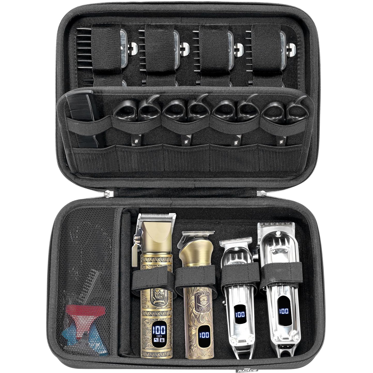 RAIACE Hard Travel Storage Case Compatible with Hair Clippers, Carrying Bag for Hair Cutting Barber Supplies, fit for Ufree/for Wahl Guard Grooming Kits. -Black