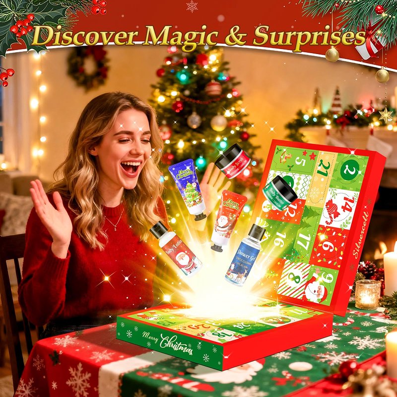 Silvercell Advent Beauty Calendar 2025 Christmas Gifts for Women, Advent Calendar for Teen Girls Bath and Body Gift Set, 24 Days of Christmas Surprise Box Spa Gifts for Women & Teen Girls
