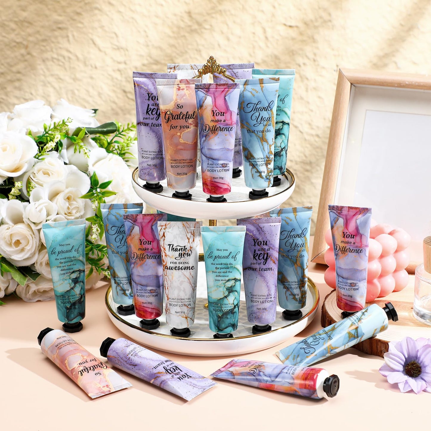48pcs Hand Cream Thank You Gifts Bulk Inspirational Travel Size Dry Skin Hand Cream for Staff Team Teachers Employee Appreciation Gifts, Moisturizing Mini Body Lotion for Women Men