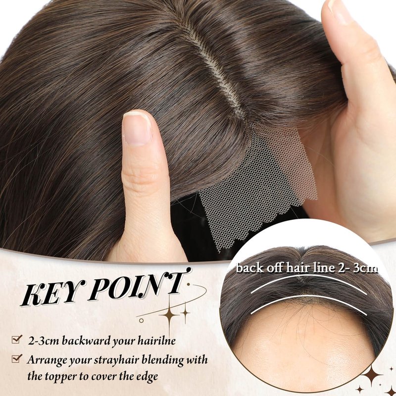 Hair Toppers for Women - Clip-In 20-Inch Coffee Brown Wavy Curly Synthetic Hairpiece