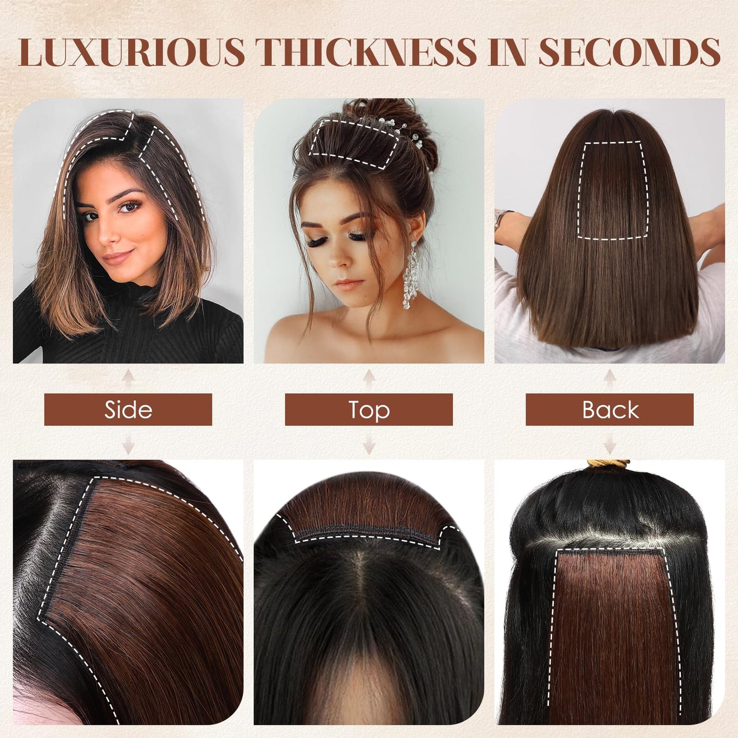 Charites Clip in Hair Extensions Real Human Hair Short Extensions for Women Adding Volume 2 Pcs Invisible Clip on Hairpieces with Thinning 6 Inch Medium Brown & Dark Blonde