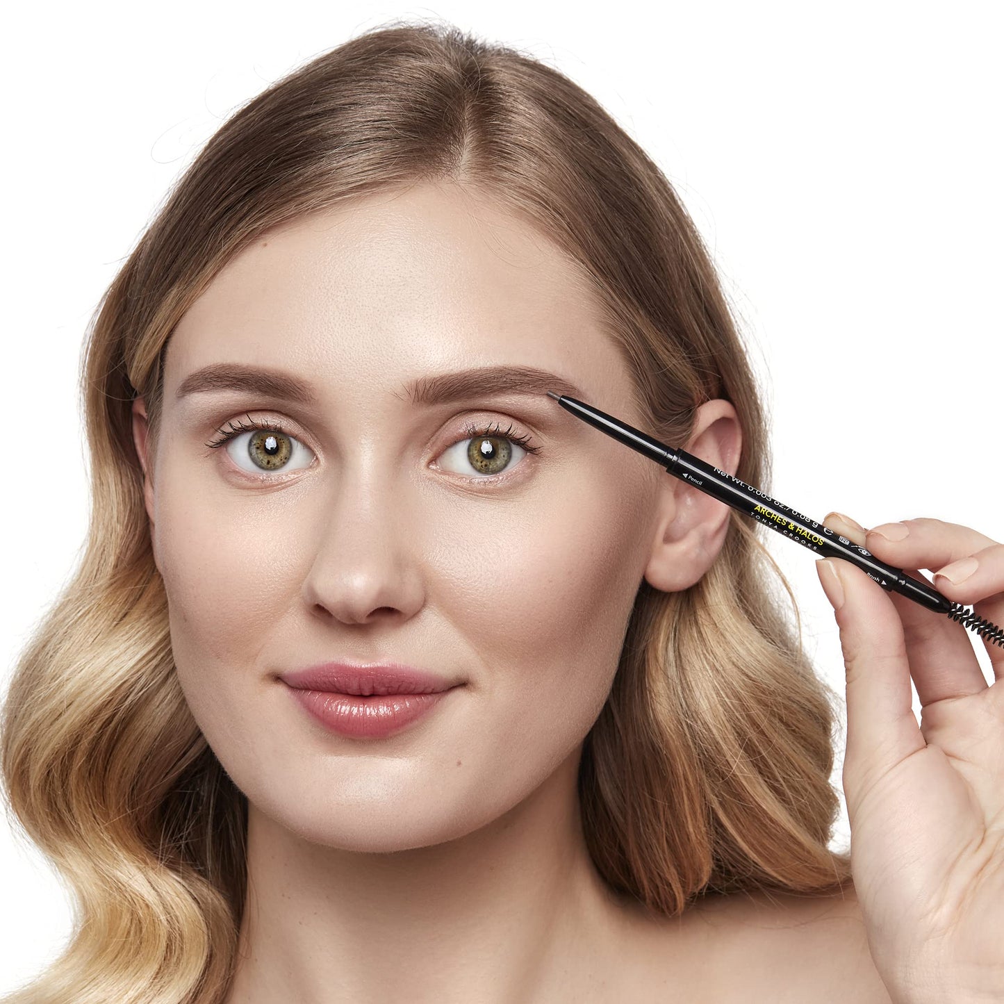 Arches & Halos Micro Defining Brow Pencil - Get Fuller and More Defined Brows - Long-Lasting, Smudge Proof, Rich Color - Dual Ended Pencil with Brush - Vegan and Cruelty Free - Warm Brown, 0.08 g
