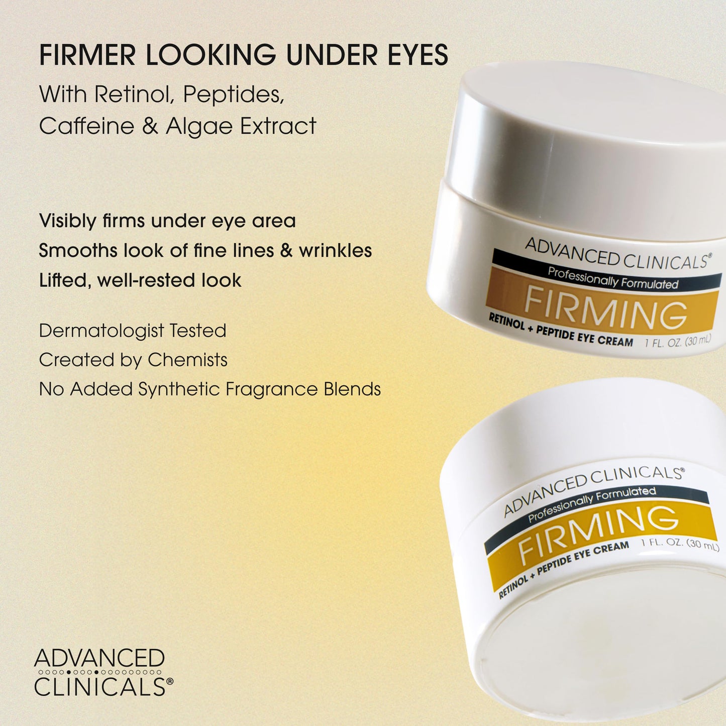 Advanced Clinicals Retinol Eye Cream + Vitamin C Under Eye Cream 2pc Skin Care Set | Visible Anti Aging Under Eyes Face Moisturizer Helps Improve Appearance Of Dark Circles, Puffy Eyes, & Puffiness