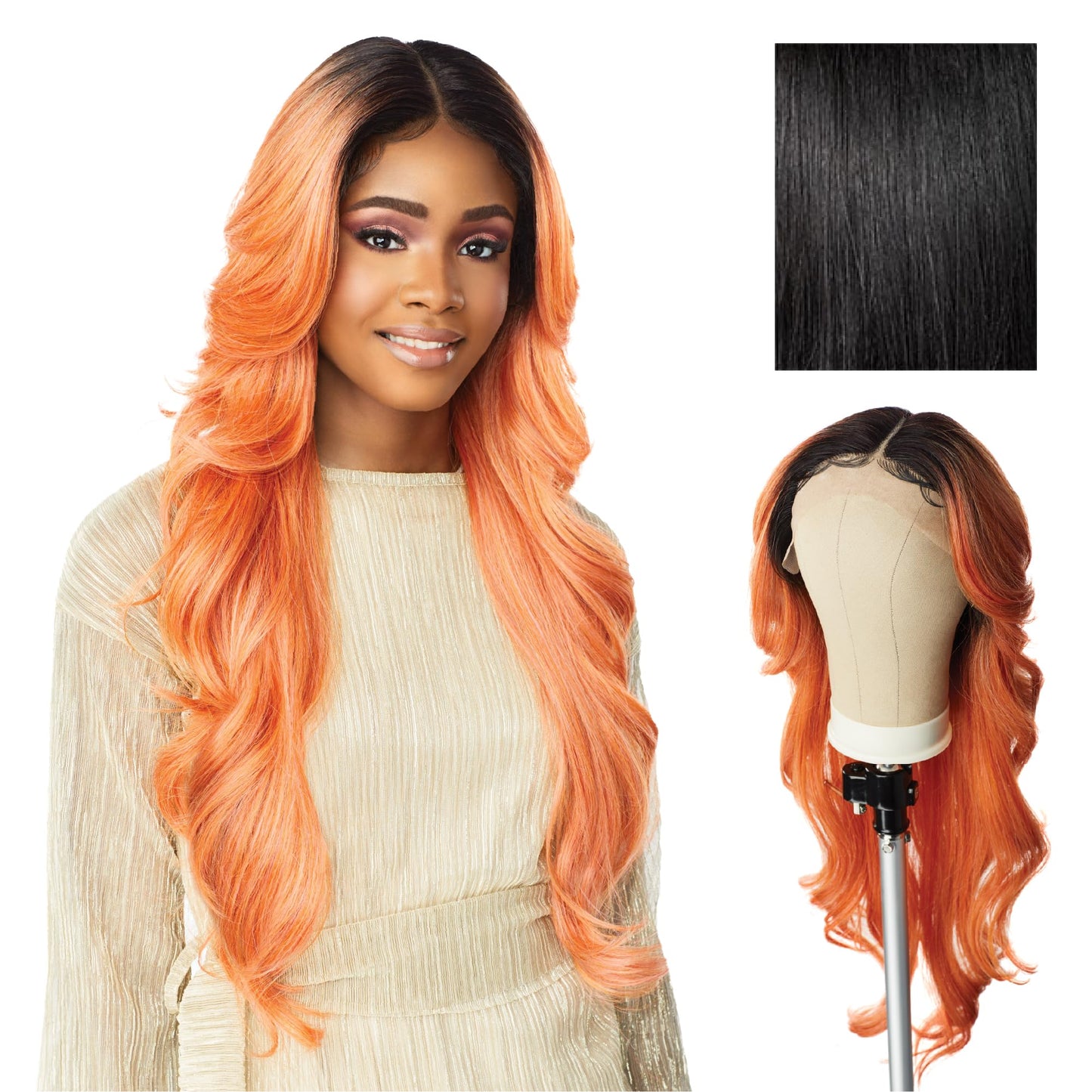 Sensationnel Butta Lace Wigs - Unit 2 Extra Wide 5 Inch Deep Parting Synthetic Preplucked Hairline Glueless Lacefront (1 JETBLACK)