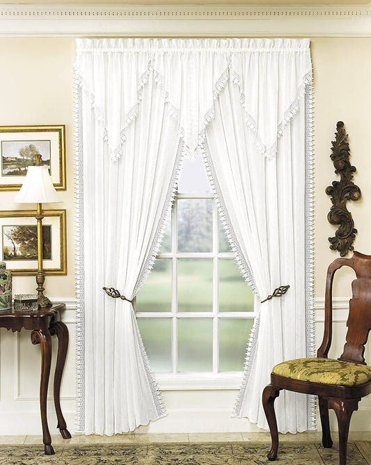 Today's Curtain Versailles Macrame Crushed Voile Ascot Window Curtain, Ecru