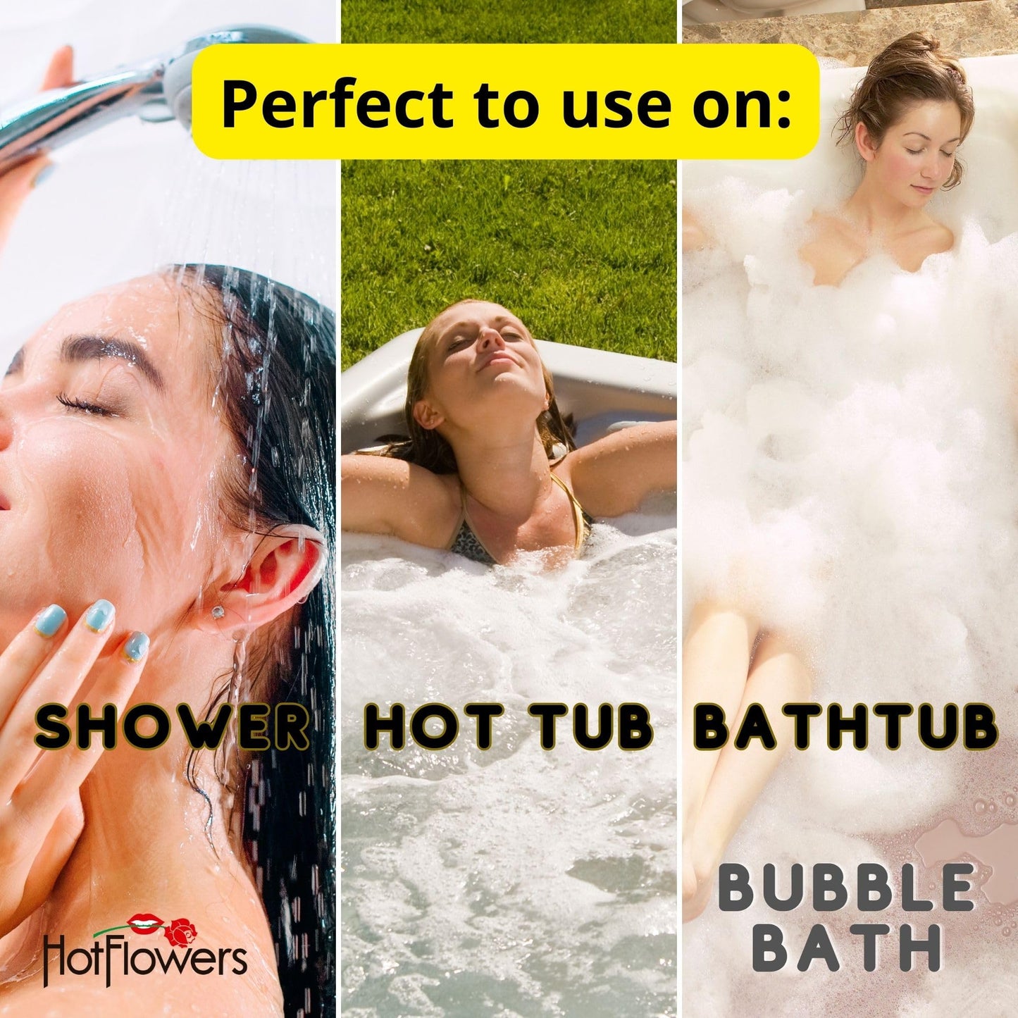 Hot Flowers Bubble Bath Scented – Women and Men Bath Foam Products – Relaxing, Foaming, and Moisturizing Adult Soak – Special Small Champagne-Shaped Pet Bottle