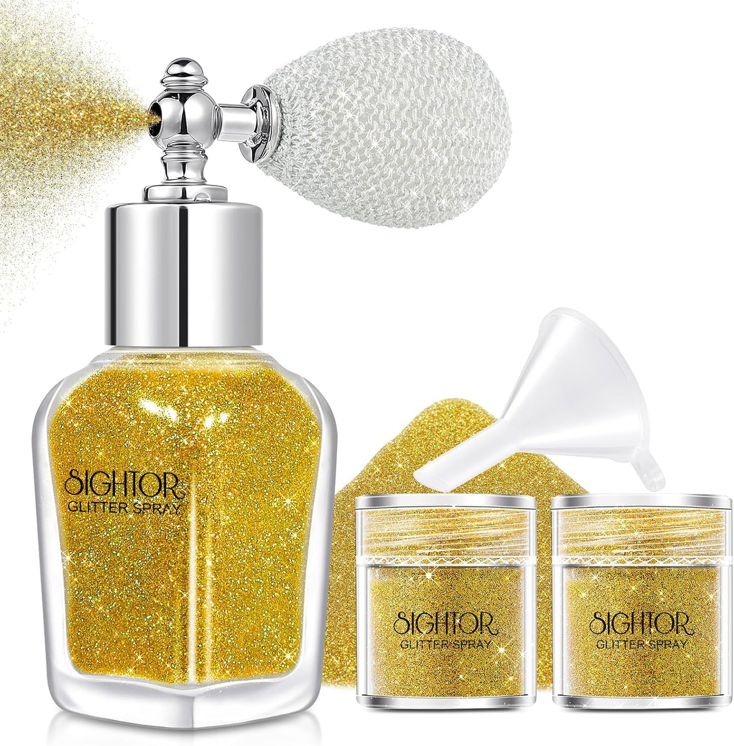Body Glitter Spray - 30ML Shiny Highlighter for Body, Hair & Face | Sparkle Pearl Makeup in Gold