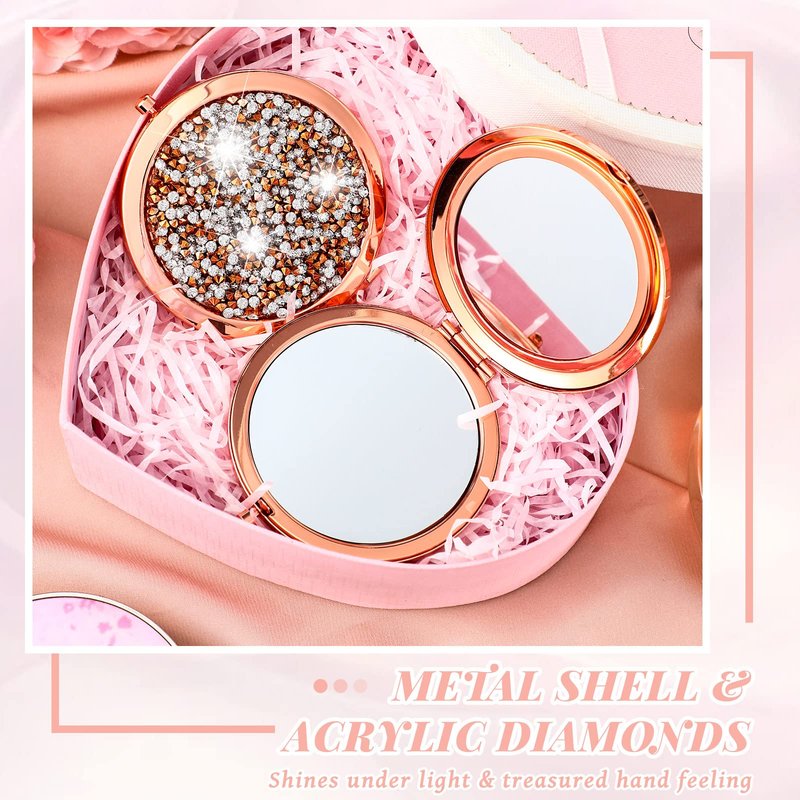 Vicenpal Compact Cosmetic Mirror Round Pocket Makeup for Bridesmaid Gifts Hand Held Small Mirror for Purse Compact Travel Accessory Proposal Bridal Shower Gifts, 2.75 Inch(12 Pcs)