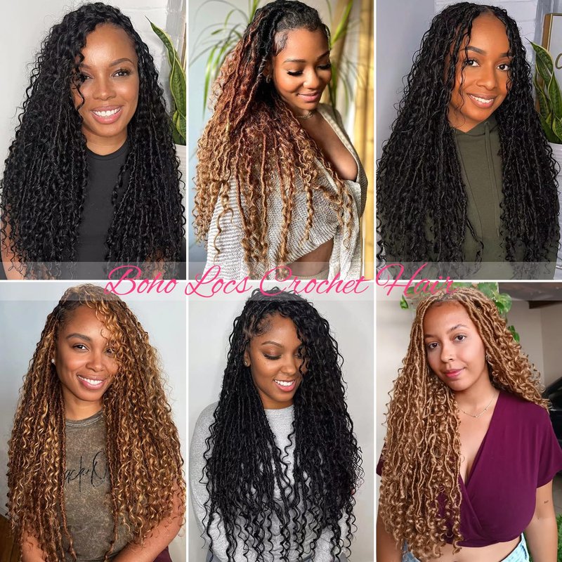 Goddess Faux Locs Crochet Hair - Soft Boho Locs for Black Women | 30 Inch, 8 Packs, Curly Ends (1B)