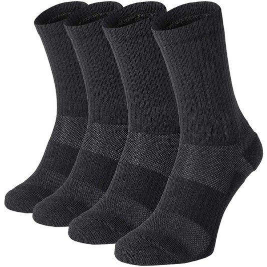 281Z Military Cotton Micro Crew Boot Socks - Cushioned Sole - Moisture Wicking - Odor Resistant - Hiking Trekking Outdoor (Black Large 4 Pairs Pack)