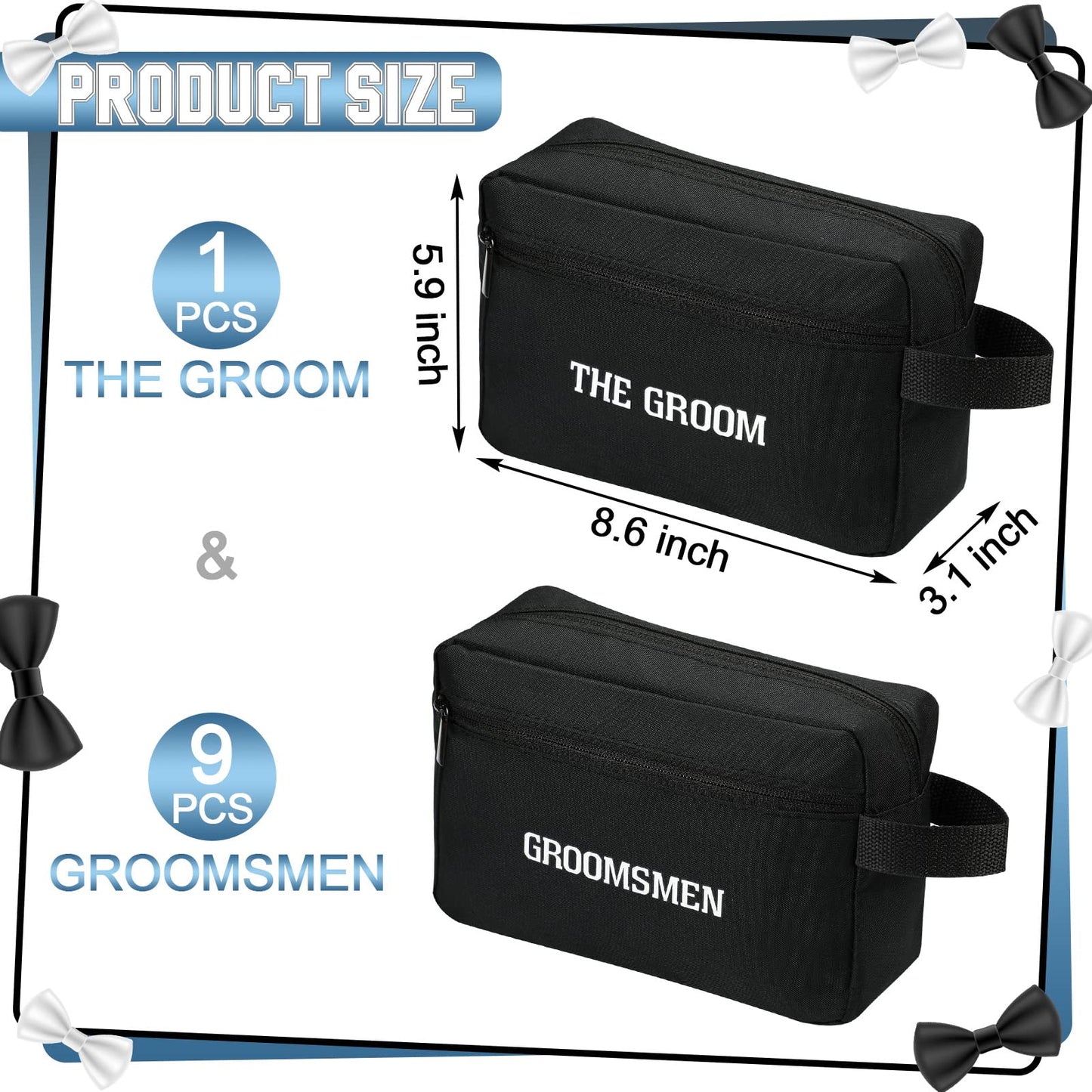 Kacctyen 10 Set Groomsmen Gifts Men Toiletry Bags Men's Travel Shaving Kit Oxford Cloth Travel Bag Toiletry Case Pouch Gifts for Wedding Bachelor Party Favors