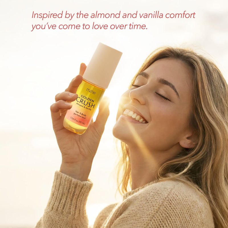 Mine Hair & Body Perfume Mist, Almond Vanilla Scent, Long Lasting Fragrance, Gifts for Women, IFRA Compliant, 3.04 oz