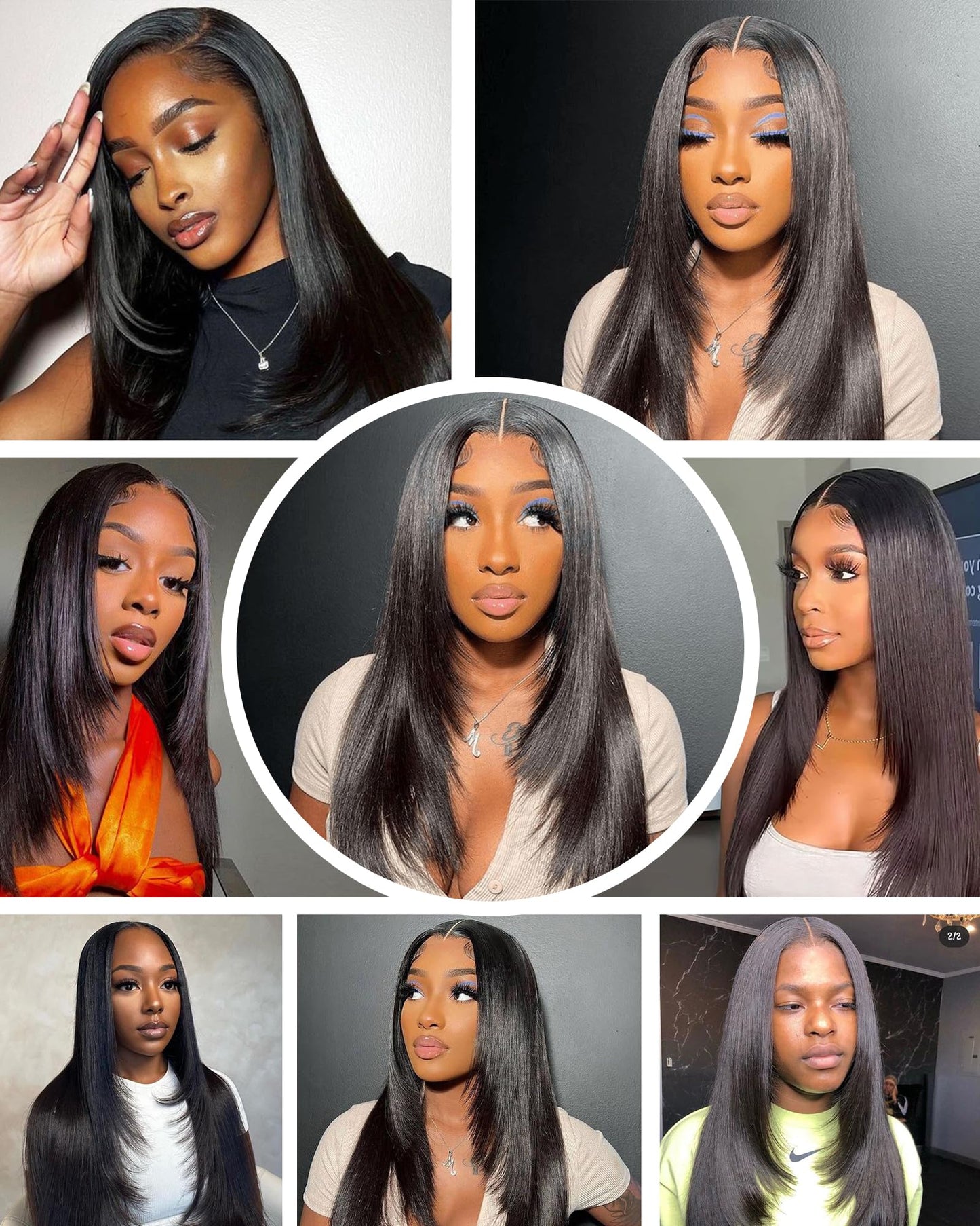 Marshey Synthetic Lace Front Wig Long Straight Black Wigs for Black Women Wear and Go Glueless Wigs as Human Hair Pre Plucked Pre Cut 13x6 Lace Front Wigs (Natural Black, 24 Inch)