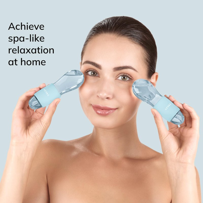 GESKE SmartAppGuided™ Cool & Warm Duo Eye Massager | 7 in 1 | Time-saving Dual Massager | For Eyes & Face | Battery-free Cooling & Warming | Firms, Relaxes & De-Puffs Skin