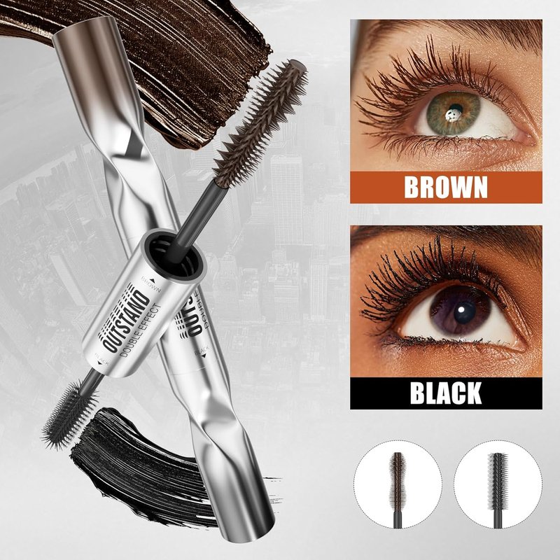 Women's Tubing Mascara - 2-in-1 Black & Brown Double-Ended | Volumizing, Lengthening, Waterproof, Hypoallergenic