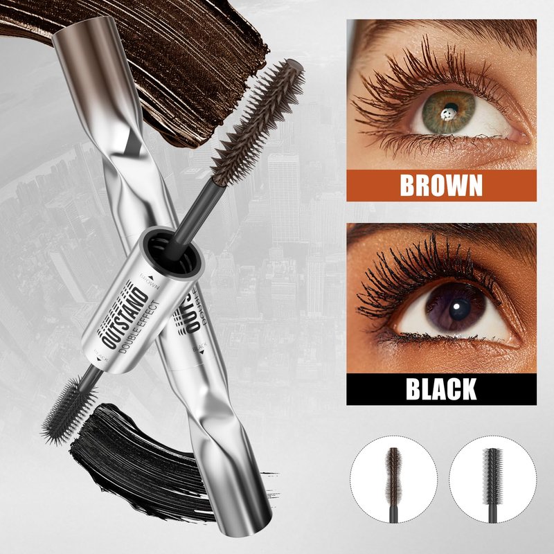 Women's Tubing Mascara, 2-in-1 Black & Brown Double-Ended, Volumizing and Lengthening, Waterproof, No Smudge, Hypoallergenic & Easy Removal